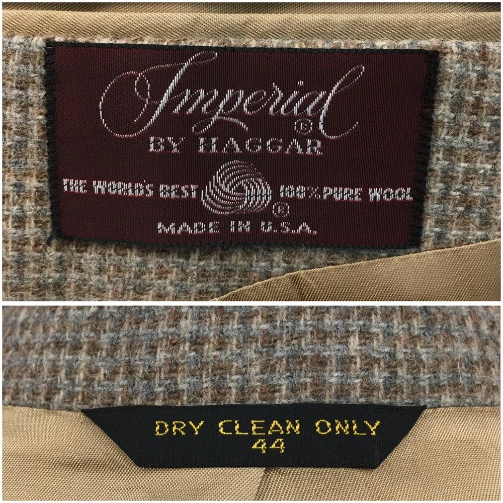 VINTAGE HAGGAR‎ Mens Tweed Wool Blazer Sport Coat Casual Jacket Size 44R Suit